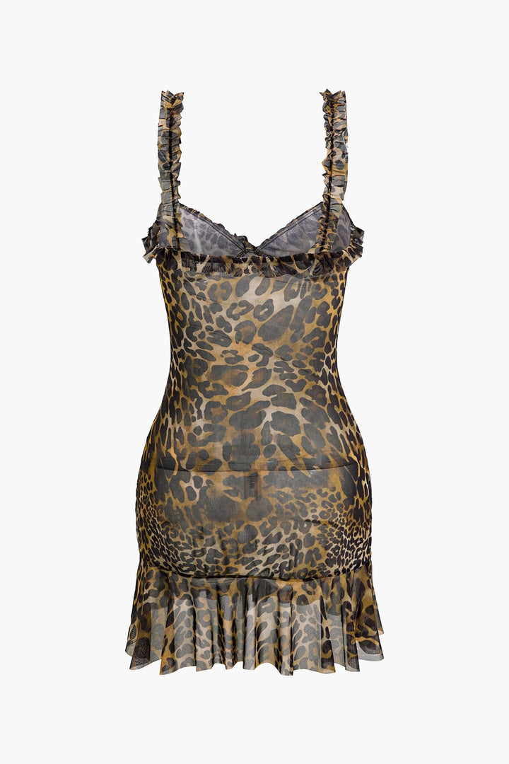 Savanna | Wildes Leoparden-Minikleid mit Rüschen – Verführerischer Tierprint