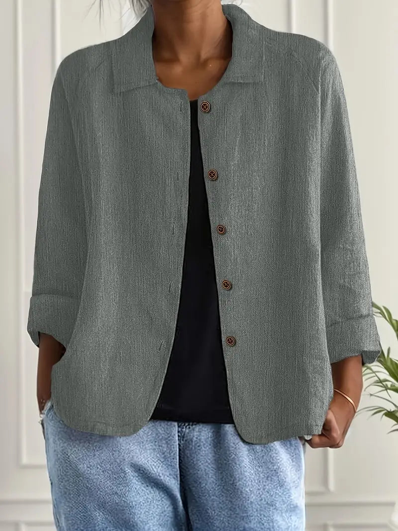 Chloe | Damen Lässige Leichte Jacke mit Knopfleiste vorne