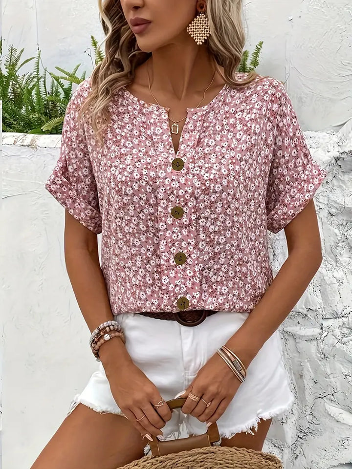 Jamie | Dames Bloemen Knoop Voor Casual Top