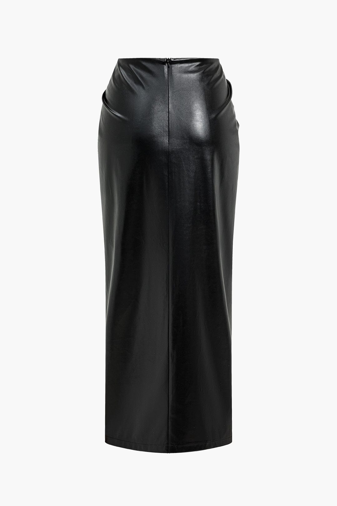 Dorle | Elegante kunstlederen midi-rok met wikkeloptiek en hoge split