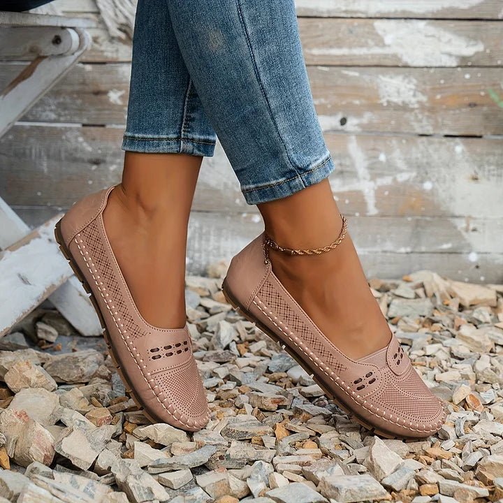 Samantha | Dames Geperforeerde Comfort Instap Loafers