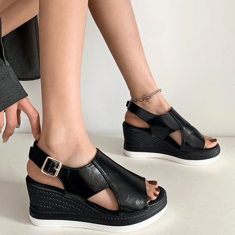 Charlotte | Dames Metallic Plateau Comfort Sandalen