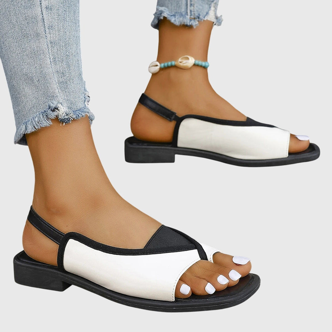 Savannah | Dames Flat Sandalen Met Contrasterende Band
