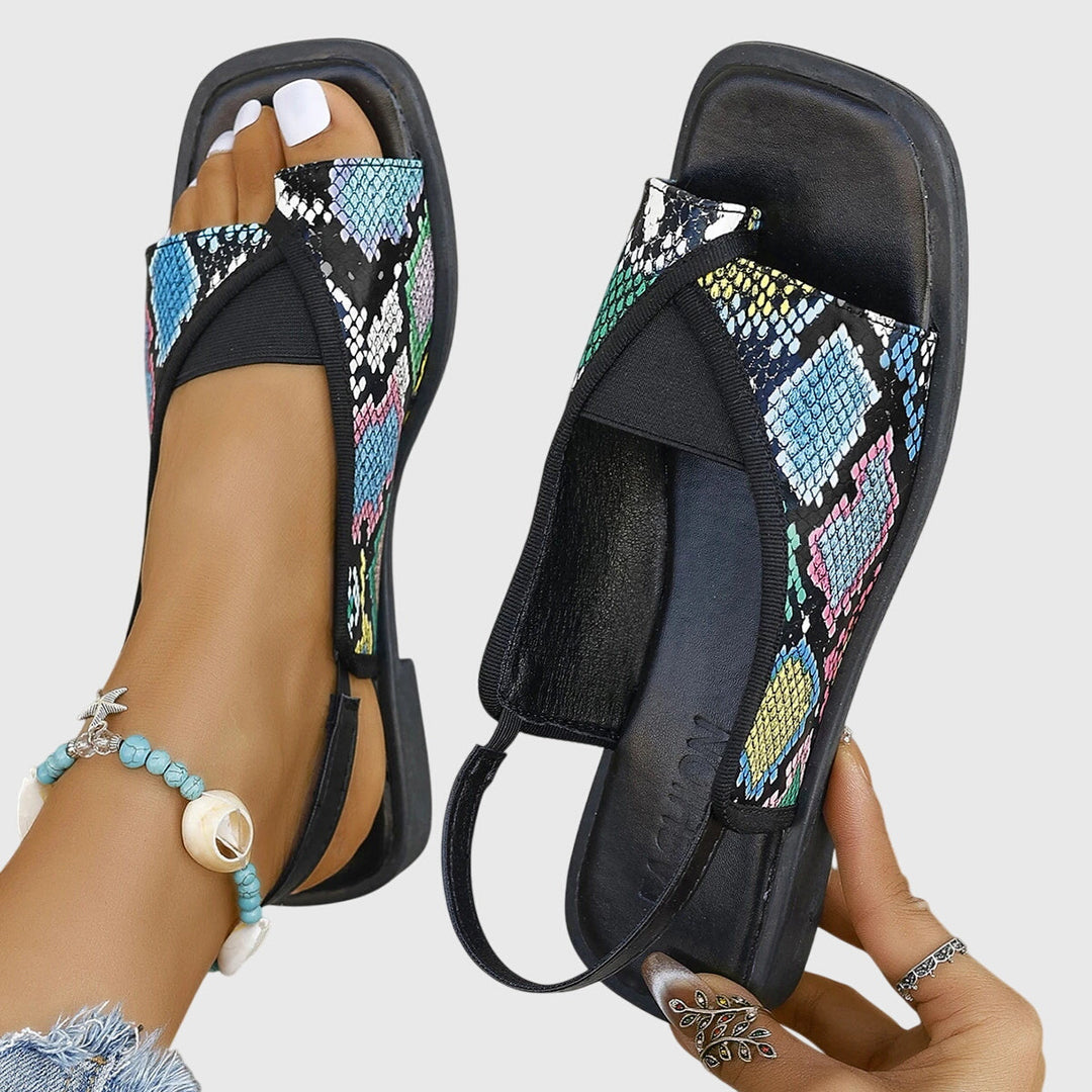 Savannah | Dames Flat Sandalen Met Contrasterende Band