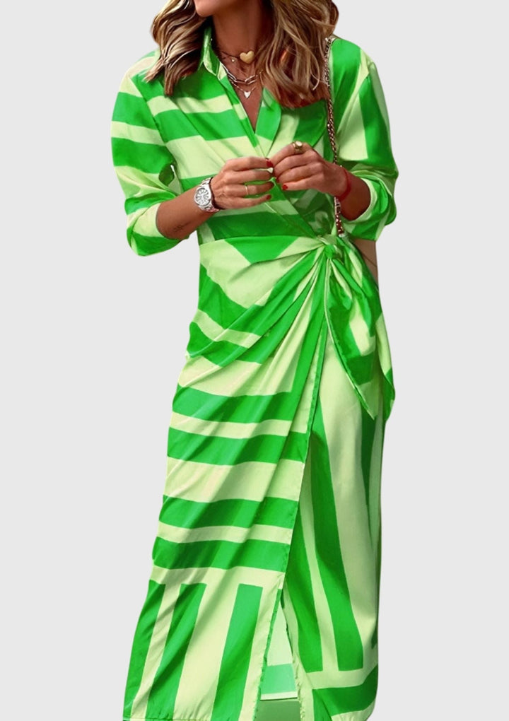 Faith | Damen Gestreiftes Wickel-Midi-Kleid