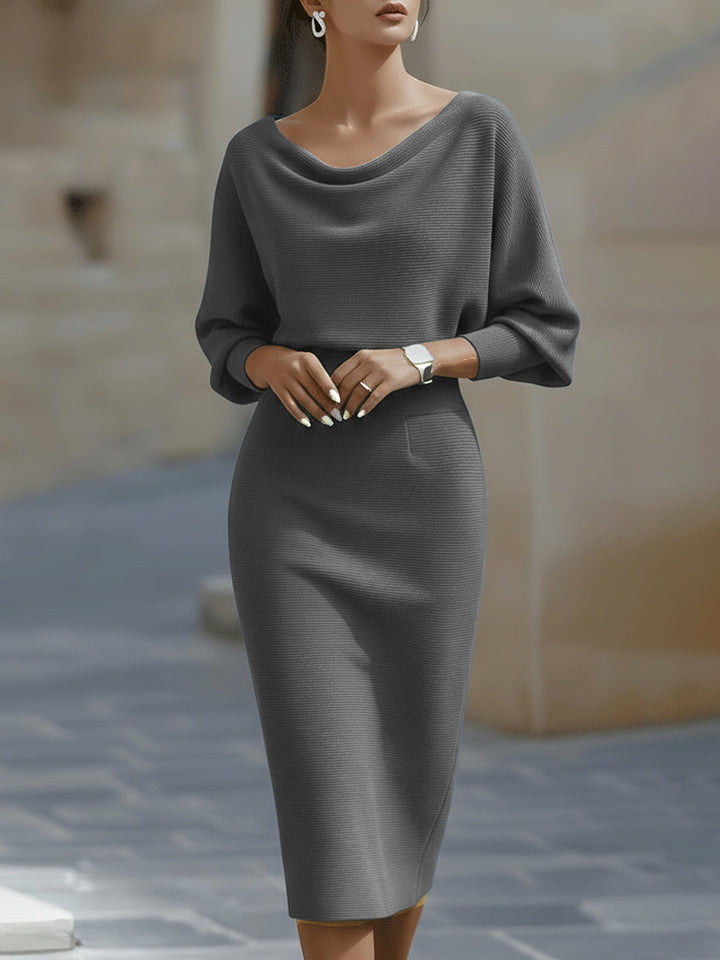Paisley | Damen Stehkragen Fledermausärmel Midikleid Bodycon