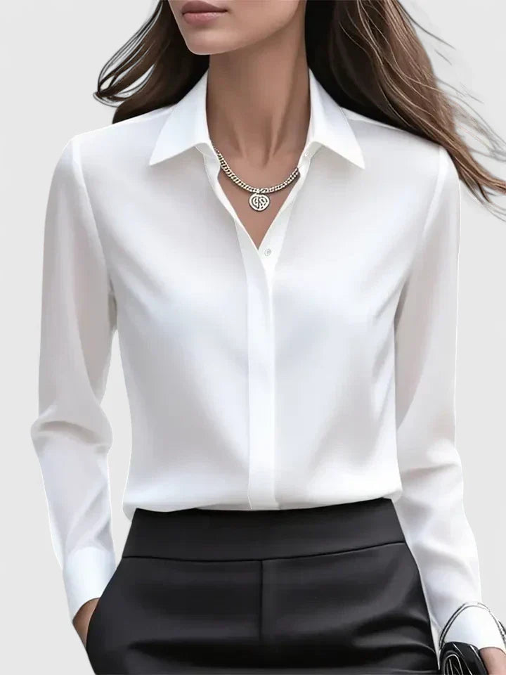 Summer | Dames Satin Blouse Met Knopen En Shorts