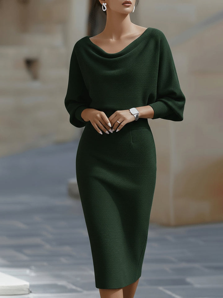 Paisley | Damen Stehkragen Fledermausärmel Midikleid Bodycon