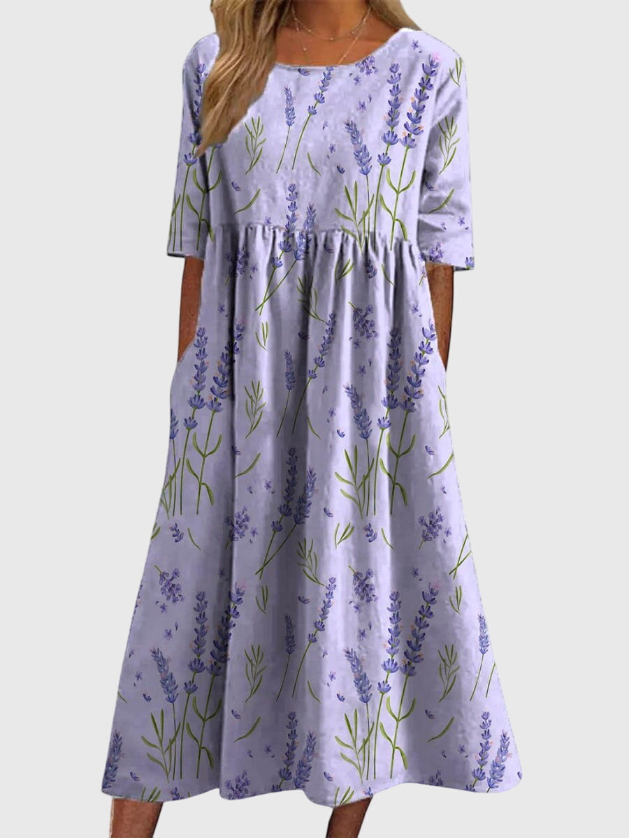 Brianna | Dames Vintage Bloemen Midi Jurk