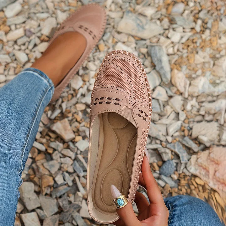 Samantha | Dames Geperforeerde Comfort Instap Loafers