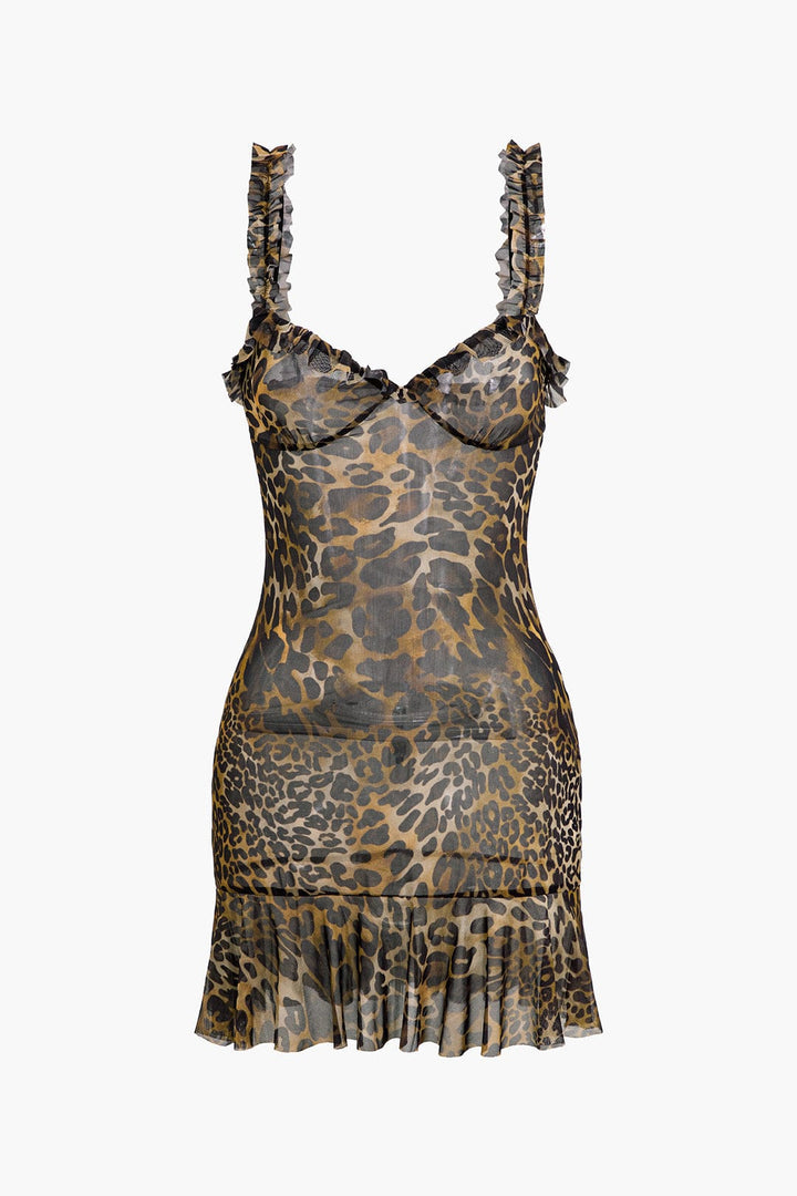 Savanna | Wildes Leoparden-Minikleid mit Rüschen – Verführerischer Tierprint