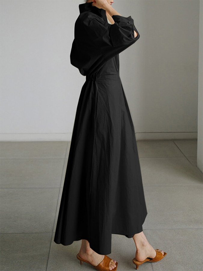 Faye | Damen Elegantes Hemdkleid mit Knopf und Taillengürtel
