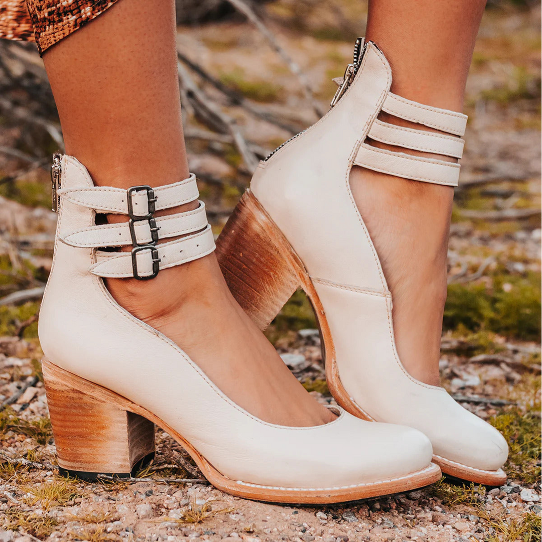 Bethany | Dames Gesp Band Blok Hak Schoenen