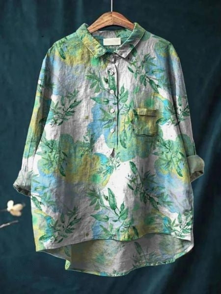 Bella | Dames Bloemen Knoop Voorkant Zak Blouse