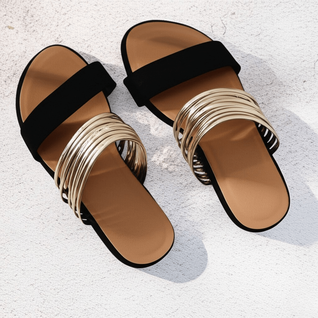 Genesis | Dames Teen Instap Dubbele Band Platte Sandalen