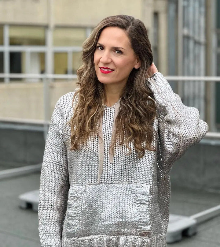 Metallic™ Gestrickter Hoodie | Glänzendes Design | Komfort und Stil