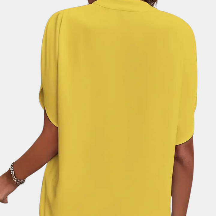 Marjolein™ Dames V-Hals Blouse met Korte Mouwen