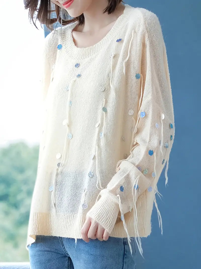 Beatrice™ Verspielter Pullover mit Metallic-Akzenten