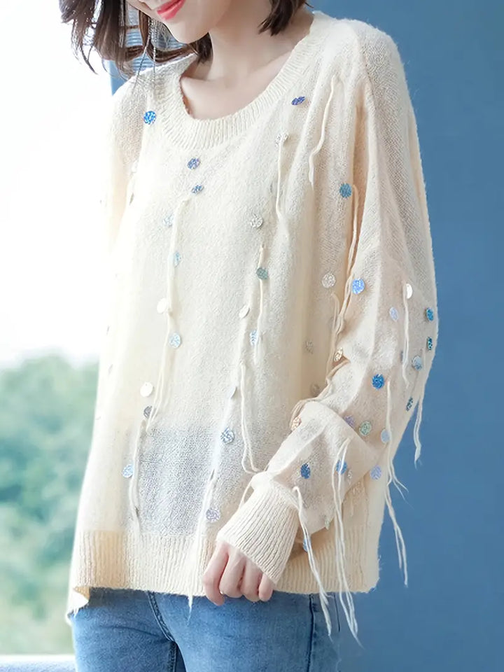 Beatrice™ Verspielter Pullover mit Metallic-Akzenten