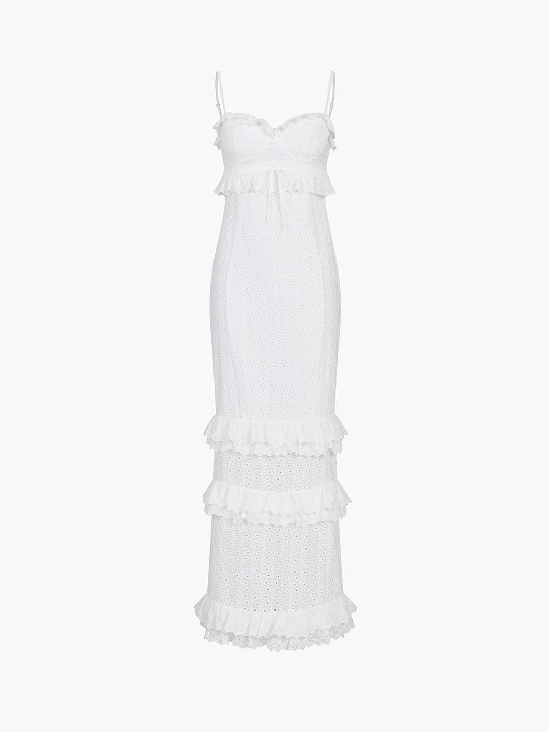 Hanna | Romantische kantjurk met ruches – Feminine elegantie in wit