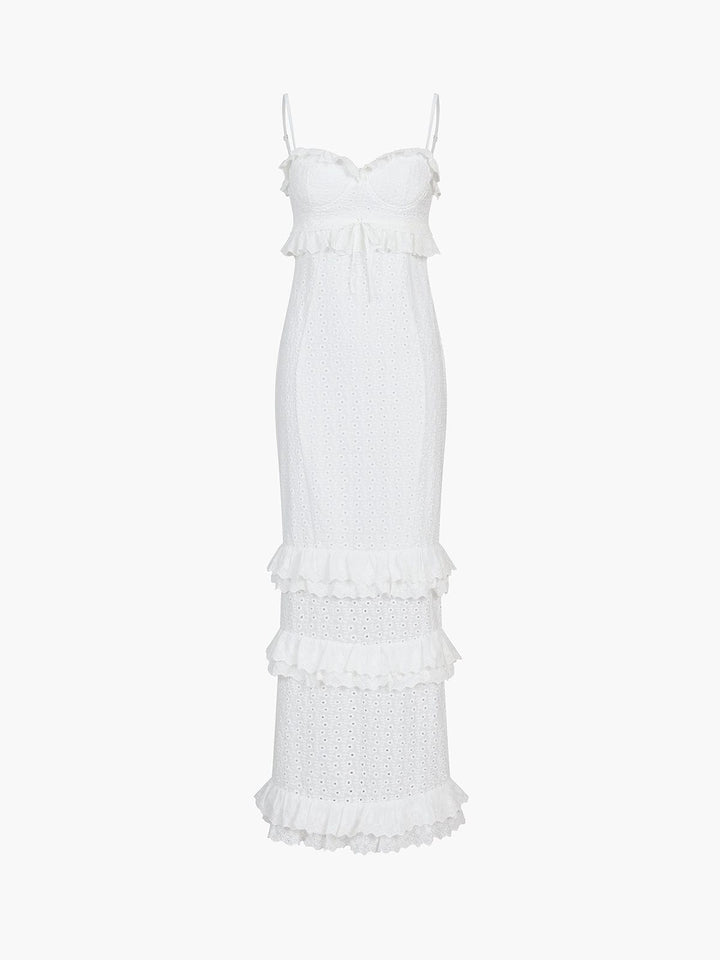 Hanna | Romantische kantjurk met ruches – Feminine elegantie in wit