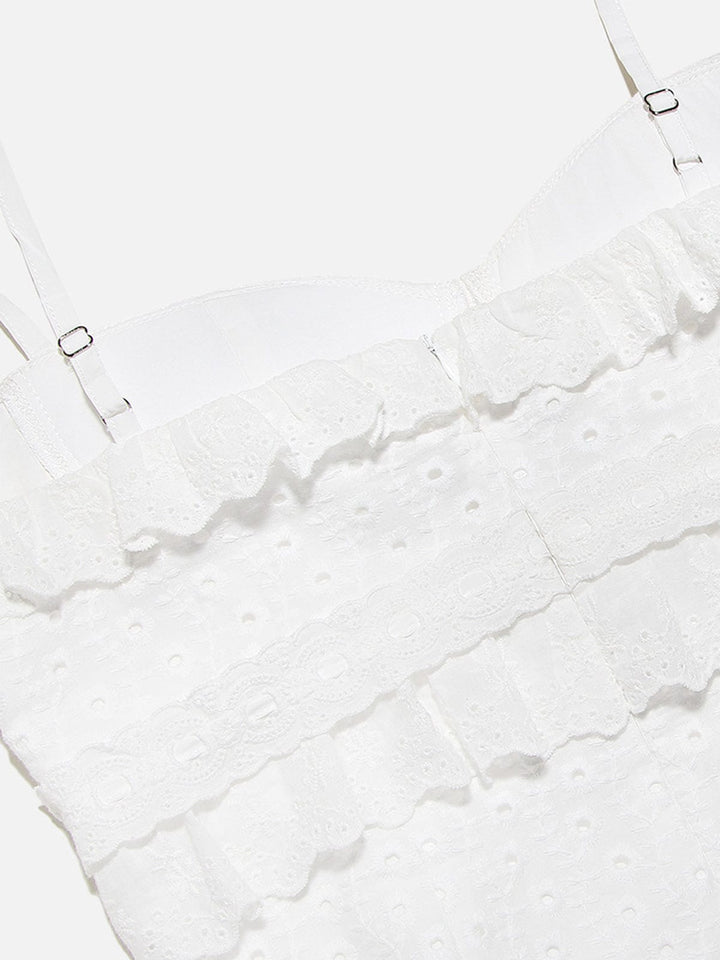 Hanna | Romantische kantjurk met ruches – Feminine elegantie in wit