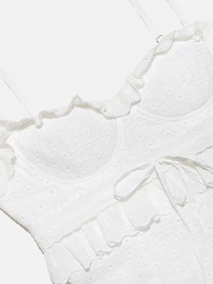 Hanna | Romantische kantjurk met ruches – Feminine elegantie in wit