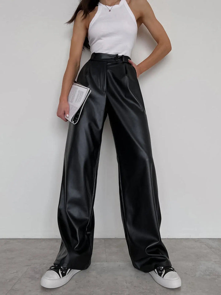 Milla | High-Waist Baggy-Hose aus Kunstleder