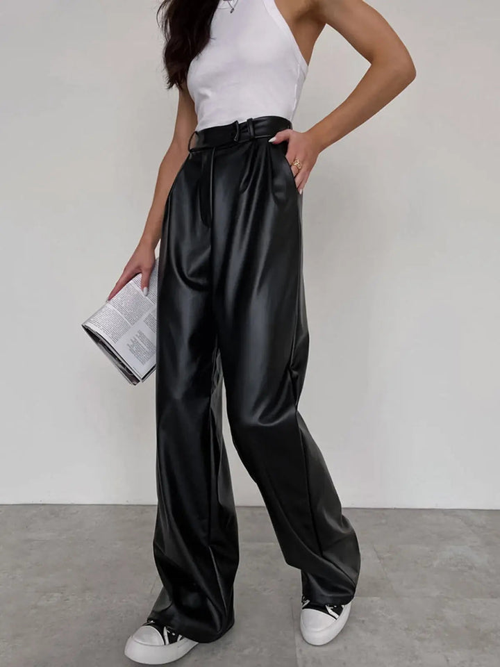 Milla | High-Waist Baggy-Hose aus Kunstleder
