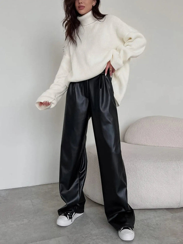Milla | High-Waist Baggy-Hose aus Kunstleder