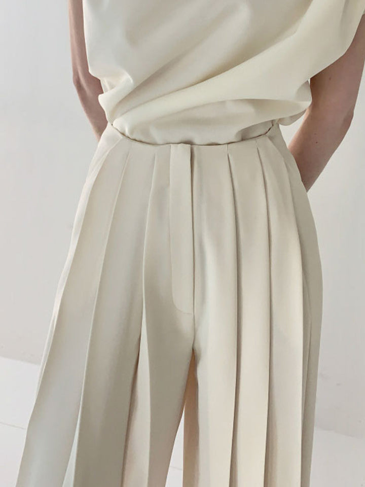 Plissé Hoge Taille Wijde Pantalon Voor Modieuze Vrouwen – Elegant Design, Comfortabele Pasvorm & Ideaal Voor Zowel Dagelijks Gebruik Als Speciale Gelegenheden.
