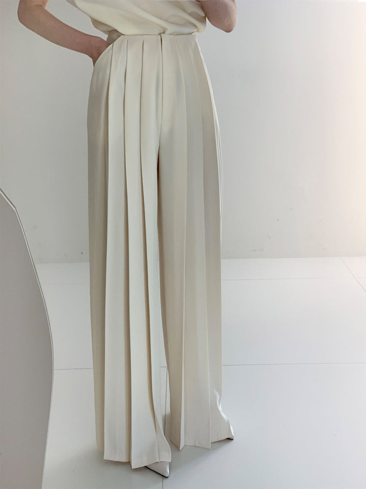 Plissé Hoge Taille Wijde Pantalon Voor Modieuze Vrouwen – Elegant Design, Comfortabele Pasvorm & Ideaal Voor Zowel Dagelijks Gebruik Als Speciale Gelegenheden.
