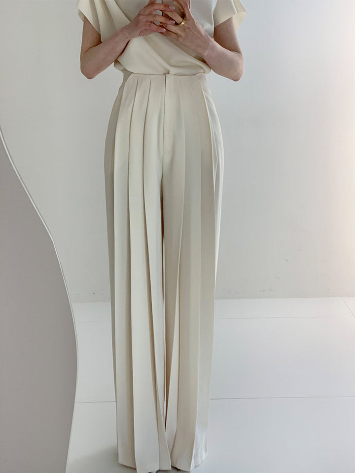 Plissé Hoge Taille Wijde Pantalon Voor Modieuze Vrouwen – Elegant Design, Comfortabele Pasvorm & Ideaal Voor Zowel Dagelijks Gebruik Als Speciale Gelegenheden.