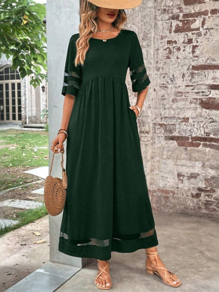 Lucy | Damen Elegantes Maxikleid mit transparenten Einsätzen