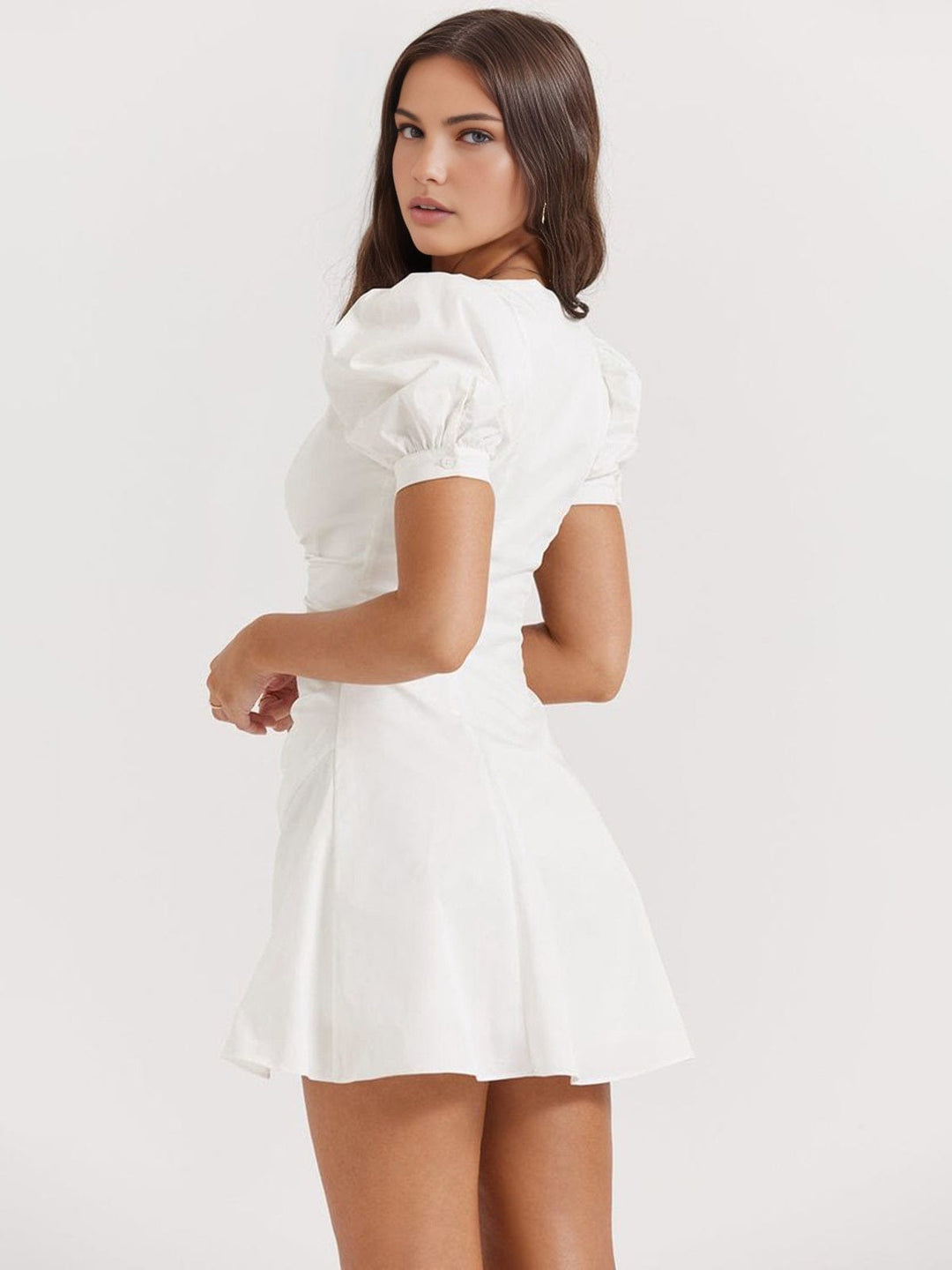 Thea | Romantische Puffärmel Minikleed – Feminine Elegantie voor de Zomer