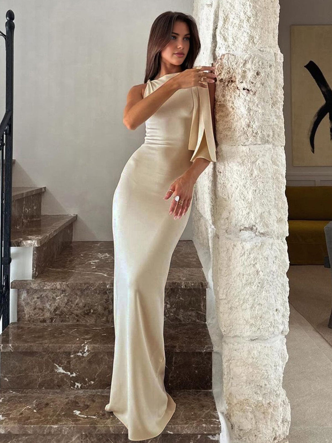 Seraphina | Elegante Bodycon Satijnen Maxikleed – Tijdloze Avondmode