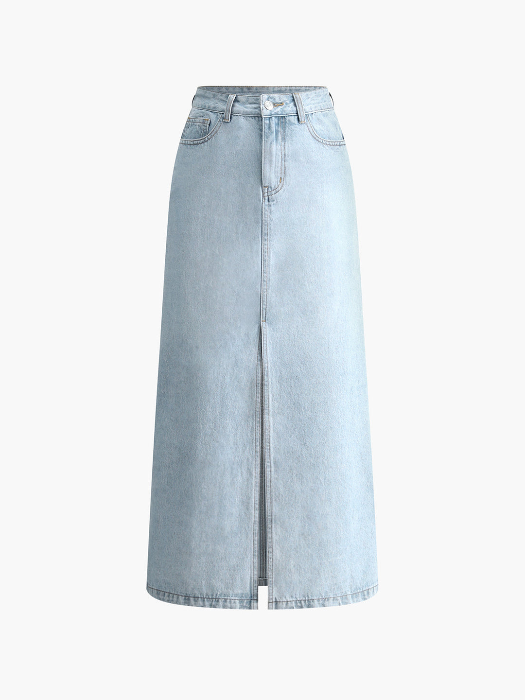 Sofia | Dames Midi Rok van Denim met Voorsplit