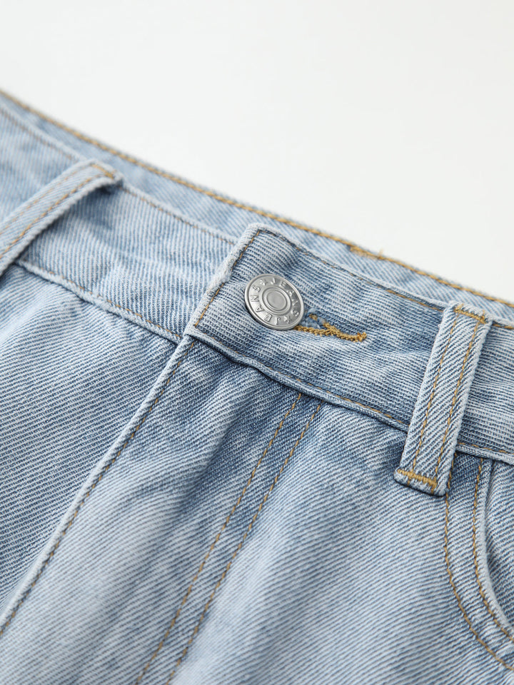 Sofia | Dames Midi Rok van Denim met Voorsplit