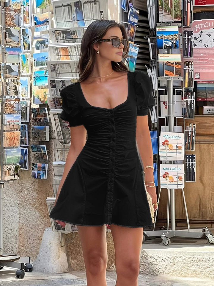 Thea | Romantische Puffärmel Minikleed – Feminine Elegantie voor de Zomer