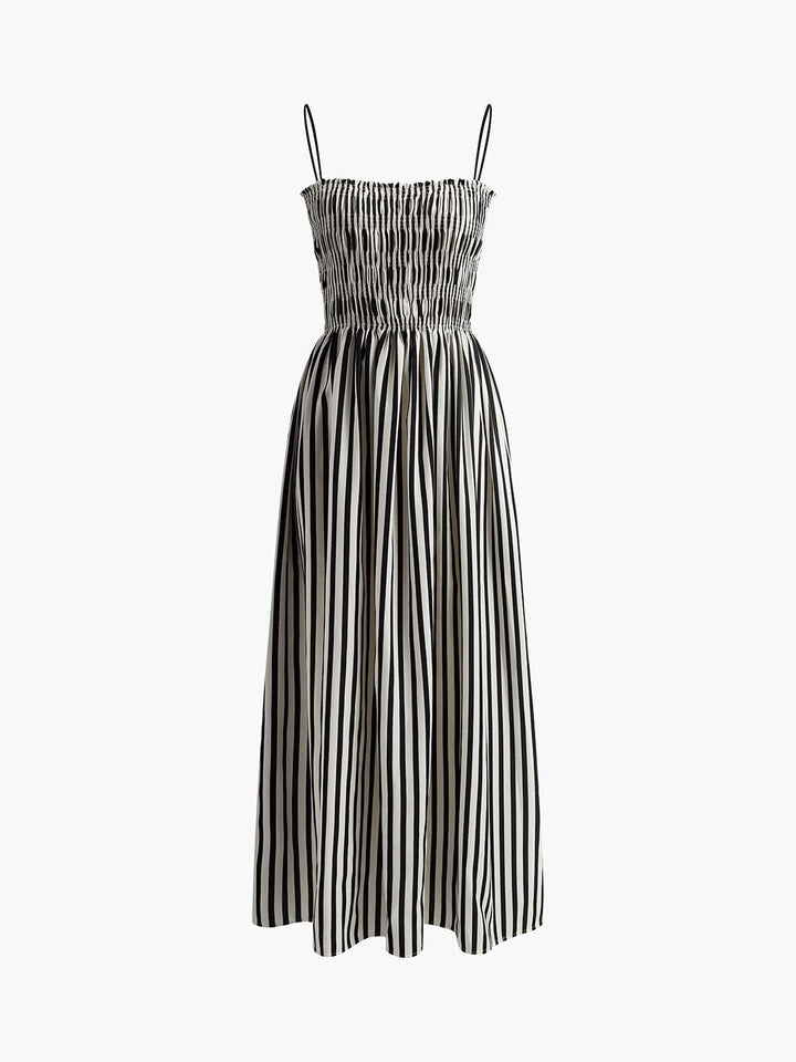 Miriam | Elegantes Sommerkleid mit Streifenmuster & Smok-Oberteil