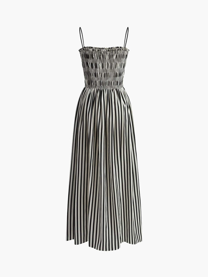 Miriam | Elegantes Sommerkleid mit Streifenmuster & Smok-Oberteil