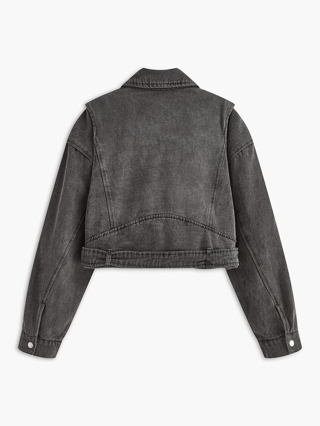 Lara | Schwarze Cropped Bikerjacke aus Denim – Für den ultimativen Rock-Chic Look