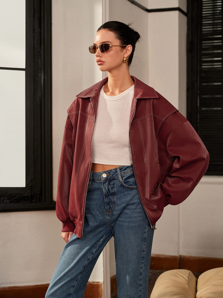 Amelie | Bordeauxrote Jacke mit sportivem Akzent