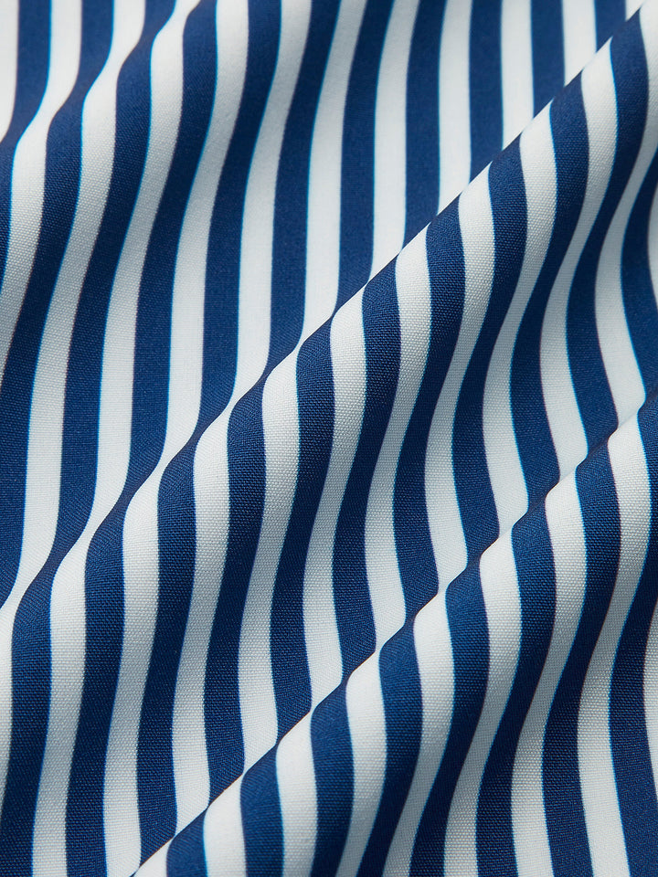 Gestreepte Damesblouse in Marineblauw met Uitlopende Mouwen