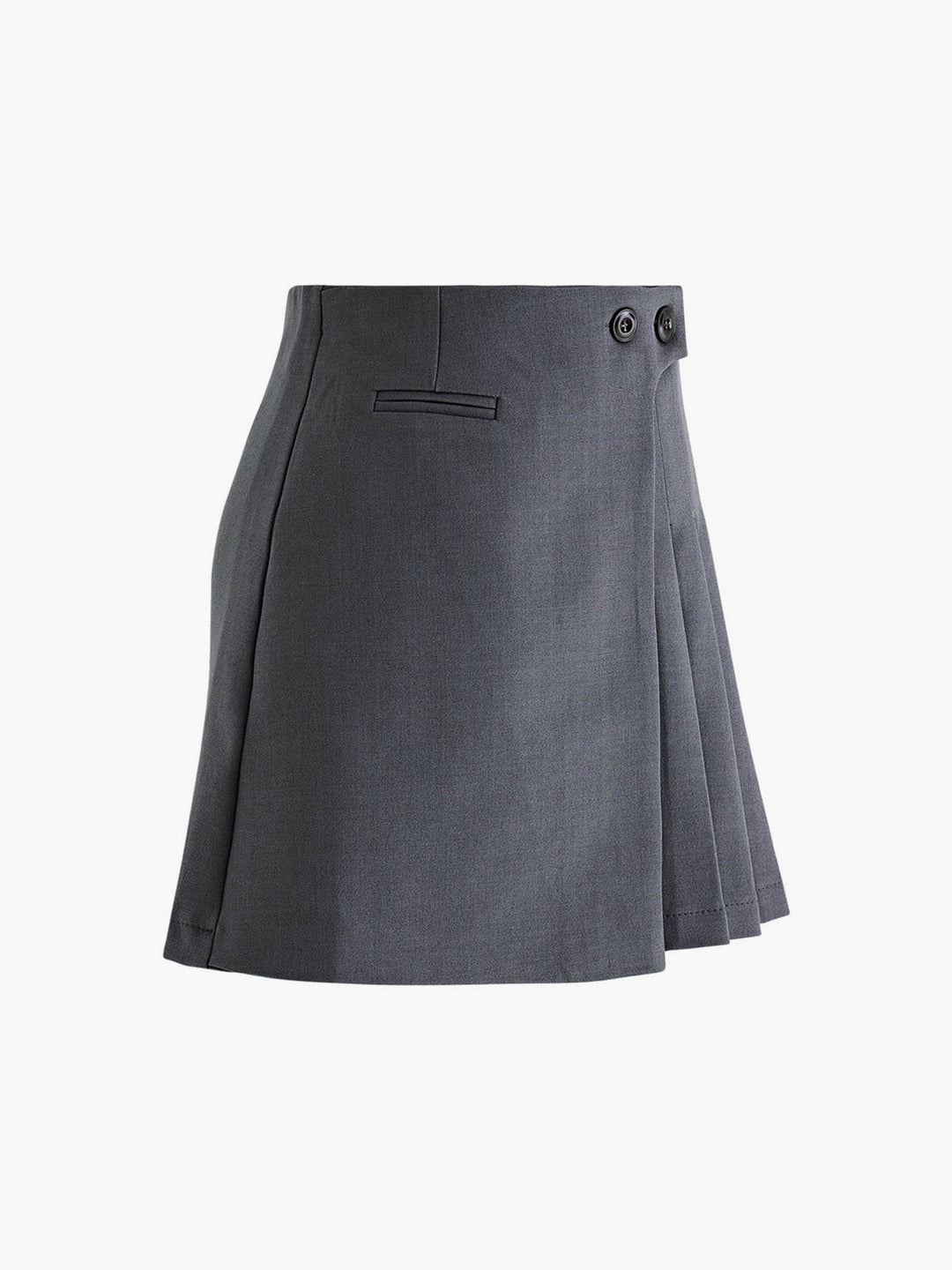 Mila | Plisseerock in Wolloptik mit hoher Taille & Knopfdetails