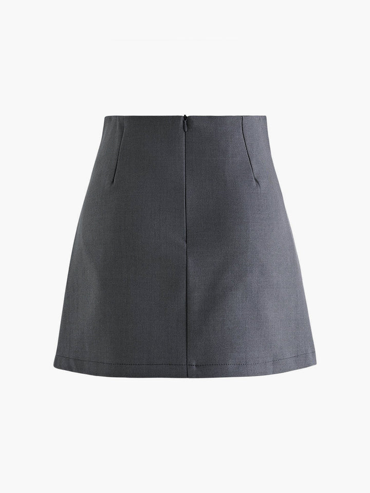 Mila | Plisseerock in Wolloptik mit hoher Taille & Knopfdetails