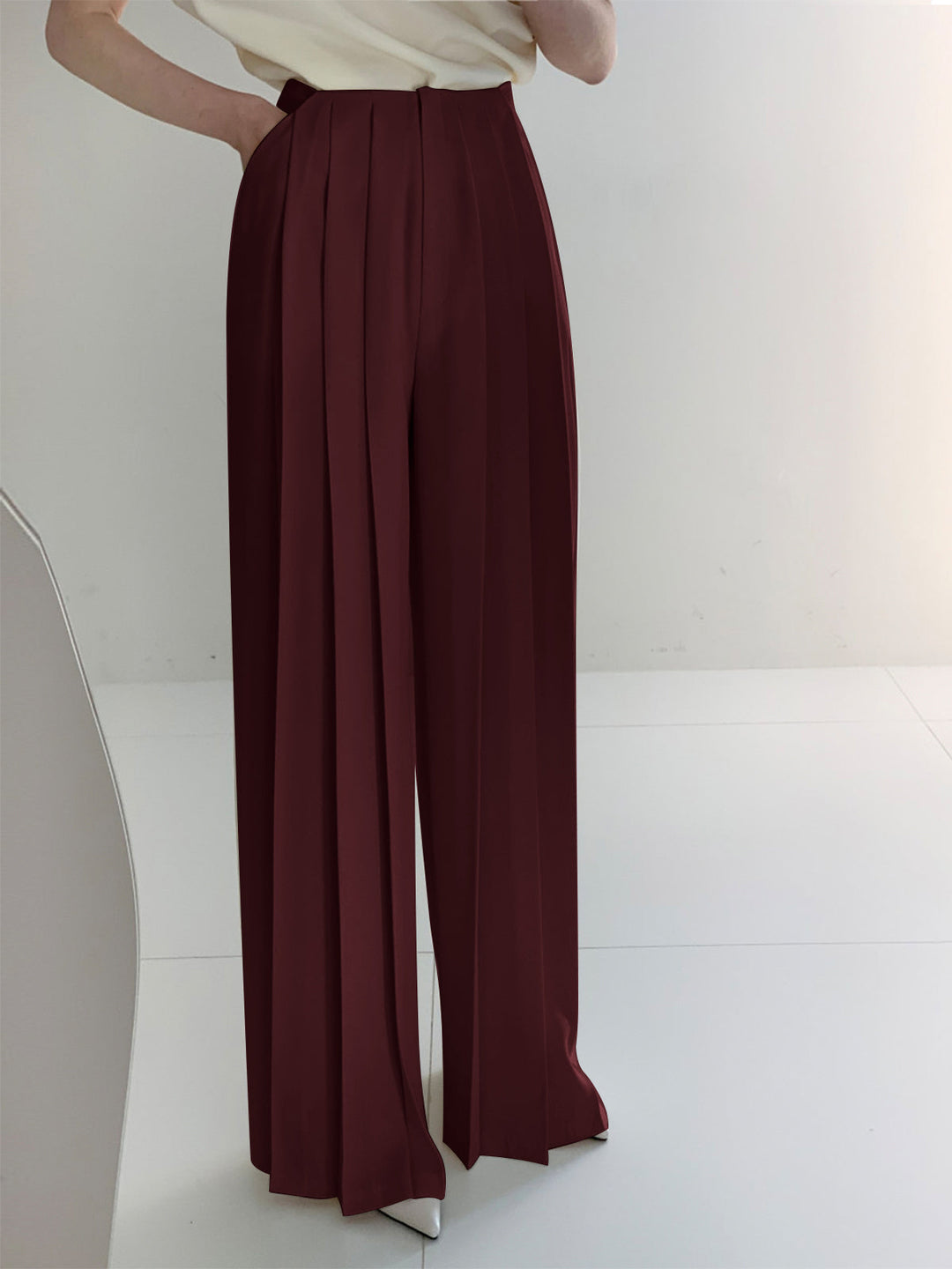 Plissé Hoge Taille Wijde Pantalon Voor Modieuze Vrouwen – Elegant Design, Comfortabele Pasvorm & Ideaal Voor Zowel Dagelijks Gebruik Als Speciale Gelegenheden.