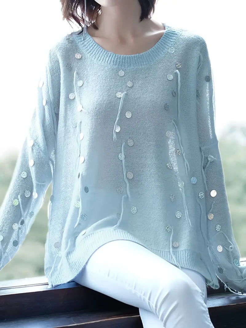 Beatrice™ Verspielter Pullover mit Metallic-Akzenten