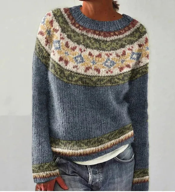 Carola™ Gestrickter Pullover mit Bunten Skandinavischen Mustern