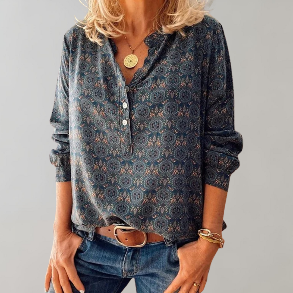 Amelia™ Damen Bluse mit Boho-Print
